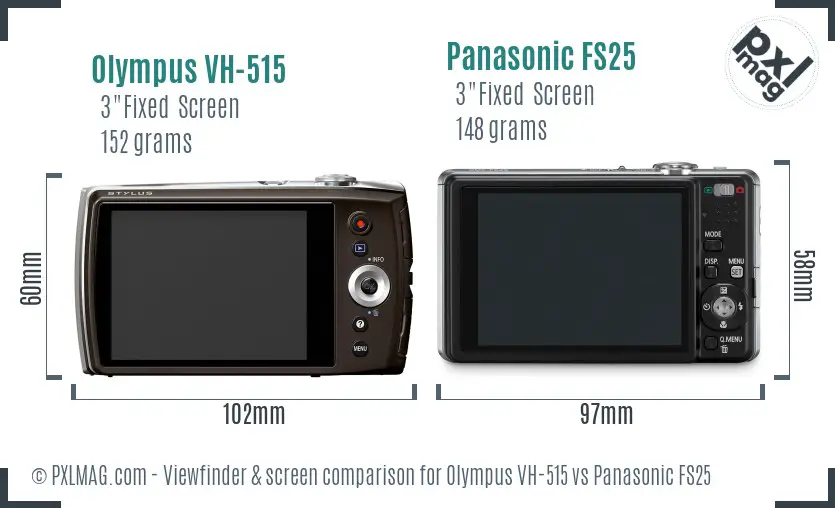 Olympus VH-515 vs Panasonic FS25 Screen and Viewfinder comparison