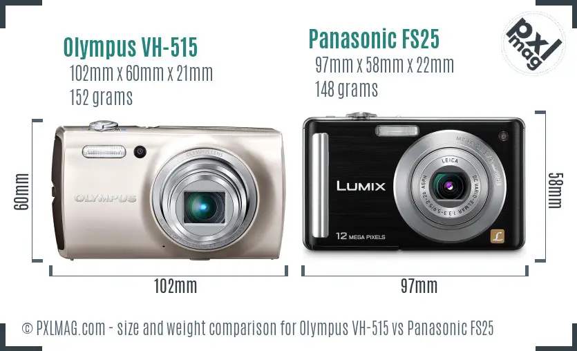 Olympus VH-515 vs Panasonic FS25 size comparison