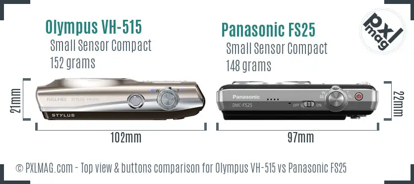 Olympus VH-515 vs Panasonic FS25 top view buttons comparison