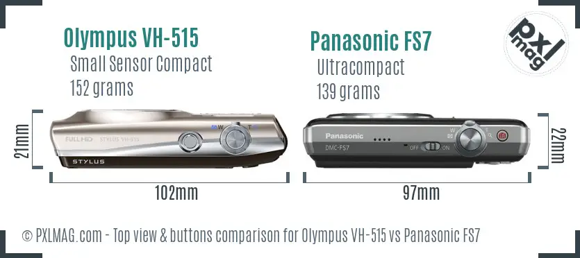 Olympus VH-515 vs Panasonic FS7 top view buttons comparison