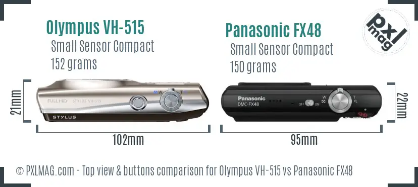 Olympus VH-515 vs Panasonic FX48 top view buttons comparison