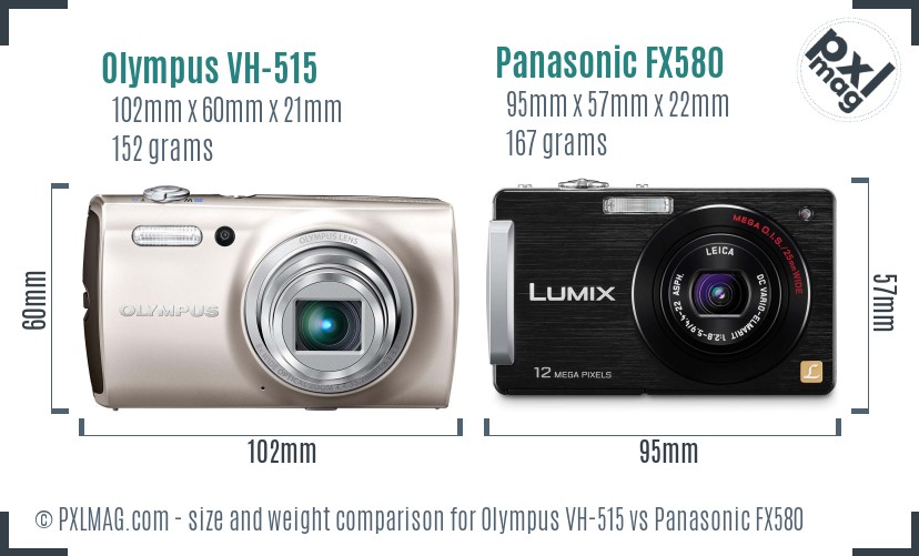 Olympus VH-515 vs Panasonic FX580 size comparison