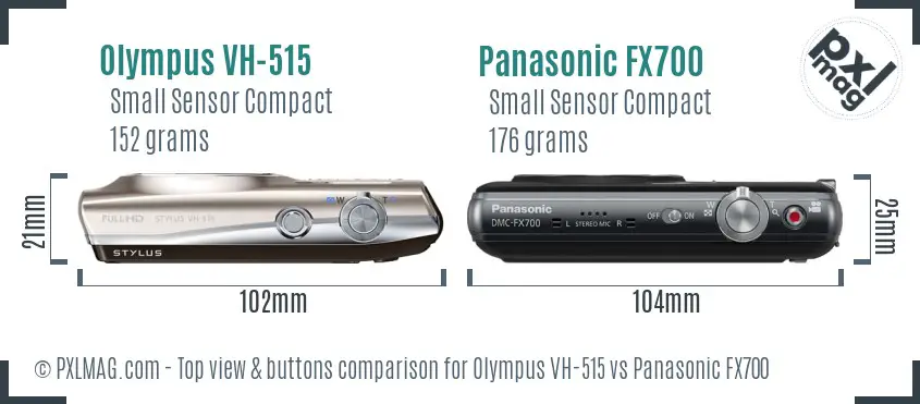 Olympus VH-515 vs Panasonic FX700 top view buttons comparison