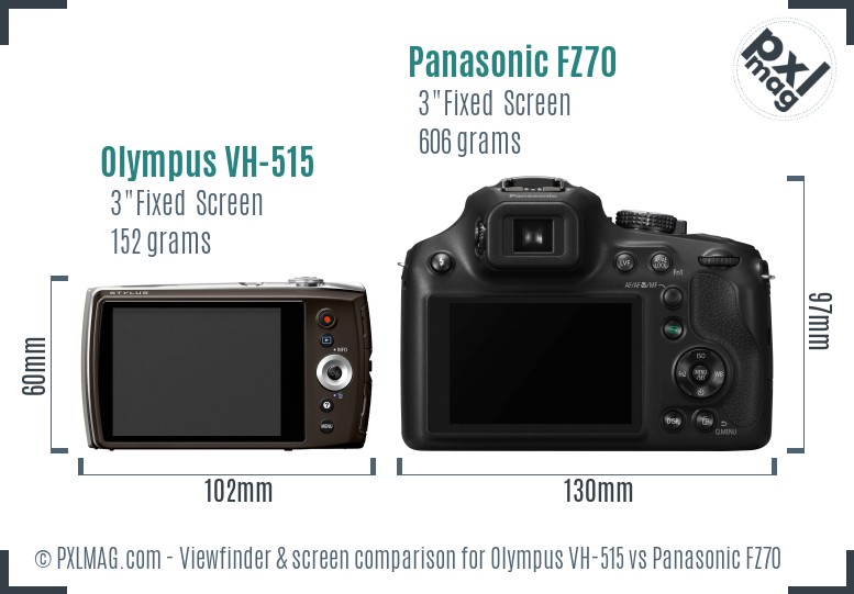 Olympus VH-515 vs Panasonic FZ70 Screen and Viewfinder comparison
