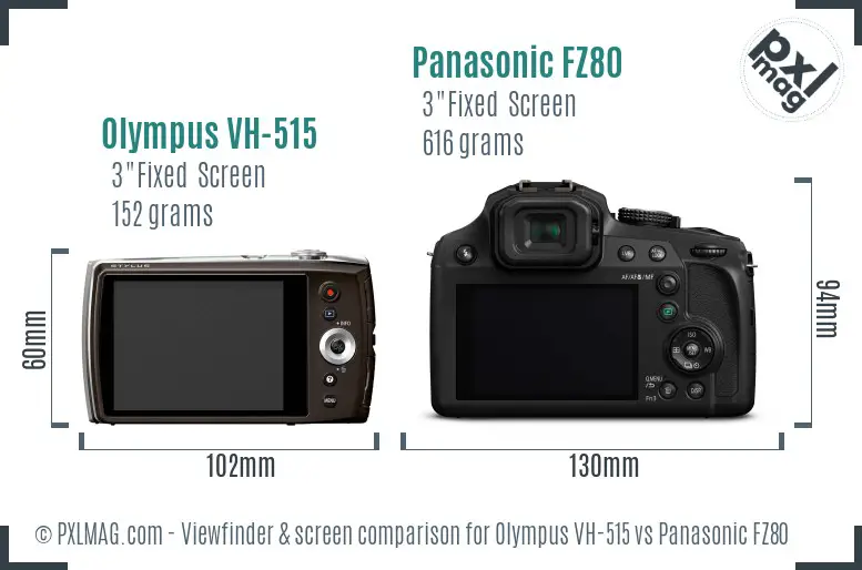 Olympus VH-515 vs Panasonic FZ80 Screen and Viewfinder comparison Olympus VH-515 vs Panasonic FZ80 Screen and Viewfinder comparison