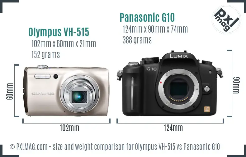 Olympus VH-515 vs Panasonic G10 size comparison