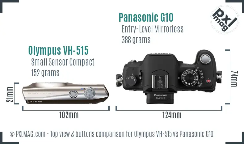 Olympus VH-515 vs Panasonic G10 top view buttons comparison