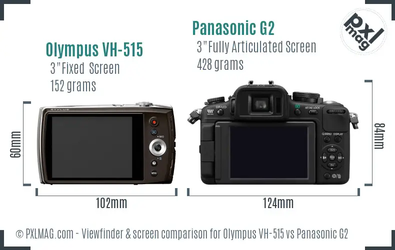 Olympus VH-515 vs Panasonic G2 Screen and Viewfinder comparison