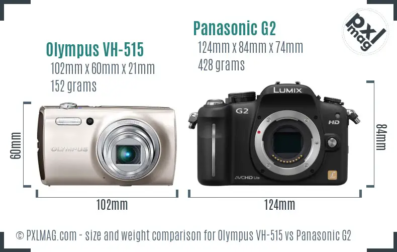 Olympus VH-515 vs Panasonic G2 size comparison