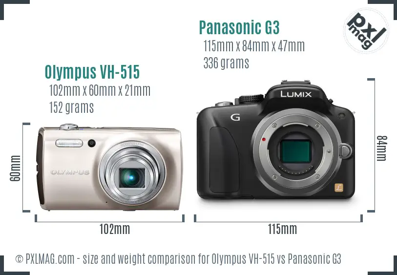 Olympus VH-515 vs Panasonic G3 size comparison