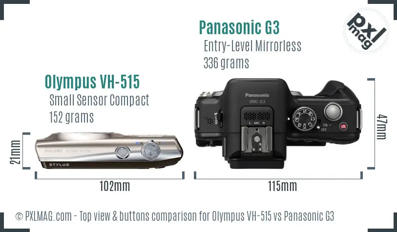 Olympus VH-515 vs Panasonic G3 top view buttons comparison