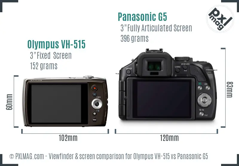 Olympus VH-515 vs Panasonic G5 Screen and Viewfinder comparison