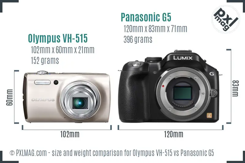 Olympus VH-515 vs Panasonic G5 size comparison