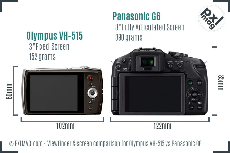 Olympus VH-515 vs Panasonic G6 Screen and Viewfinder comparison