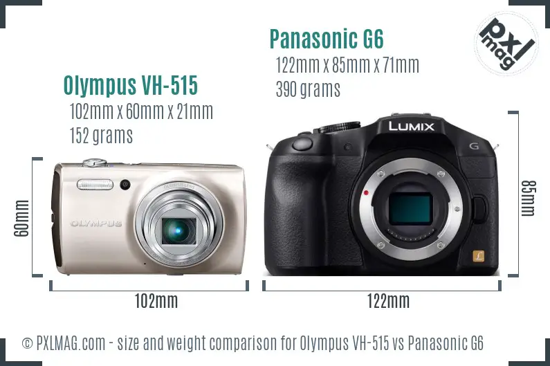Olympus VH-515 vs Panasonic G6 size comparison