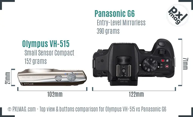Olympus VH-515 vs Panasonic G6 top view buttons comparison