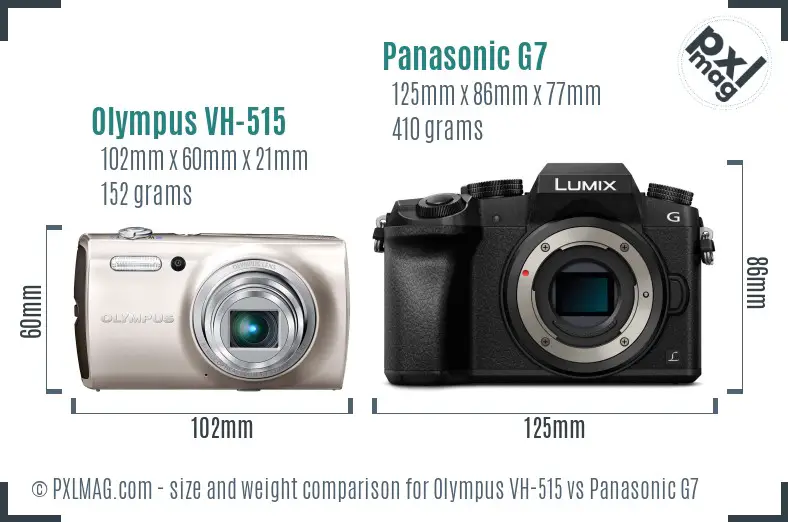 Olympus VH-515 vs Panasonic G7 size comparison Olympus VH-515 vs Panasonic G7 size comparison