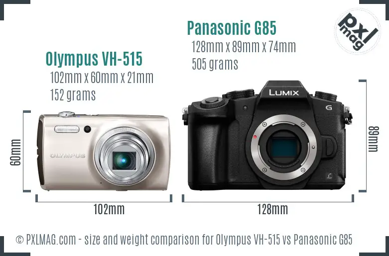 Olympus VH-515 vs Panasonic G85 size comparison