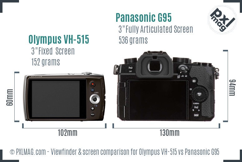 Olympus VH-515 vs Panasonic G95 Screen and Viewfinder comparison