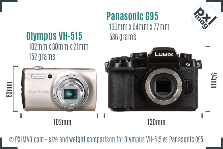 Olympus VH-515 vs Panasonic G95 size comparison