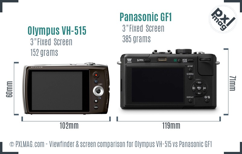 Olympus VH-515 vs Panasonic GF1 Screen and Viewfinder comparison