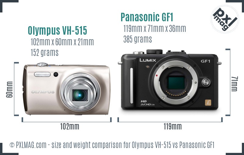 Olympus VH-515 vs Panasonic GF1 size comparison