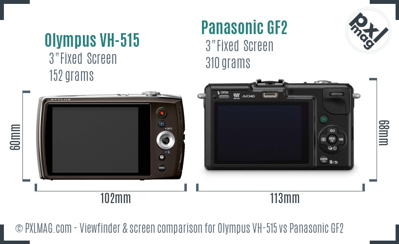Olympus VH-515 vs Panasonic GF2 Screen and Viewfinder comparison
