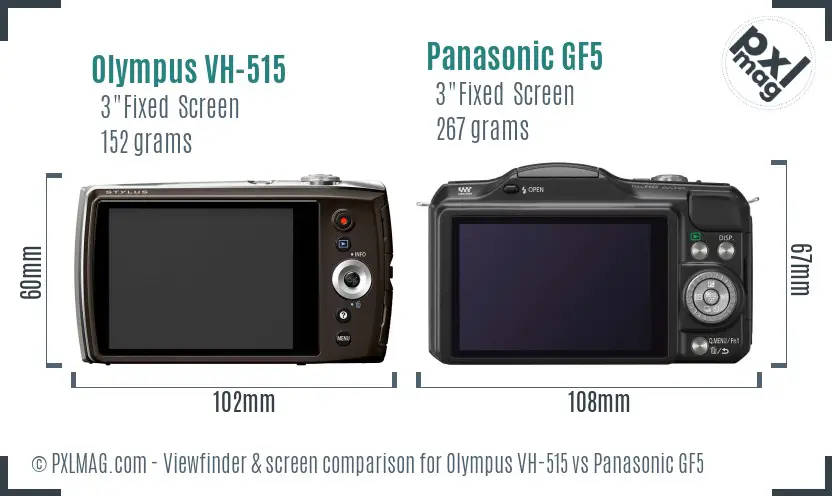 Olympus VH-515 vs Panasonic GF5 Screen and Viewfinder comparison