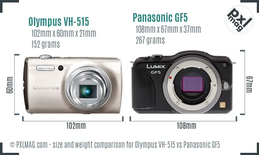 Olympus VH-515 vs Panasonic GF5 size comparison