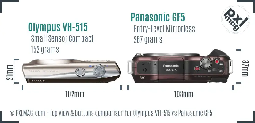 Olympus VH-515 vs Panasonic GF5 top view buttons comparison