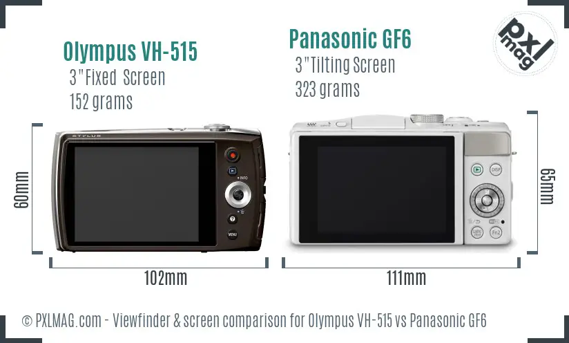 Olympus VH-515 vs Panasonic GF6 Screen and Viewfinder comparison