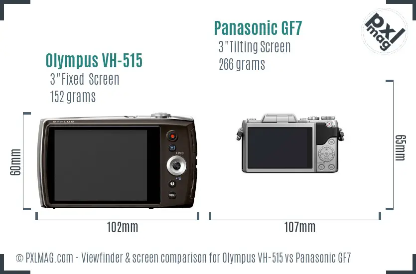 Olympus VH-515 vs Panasonic GF7 Screen and Viewfinder comparison