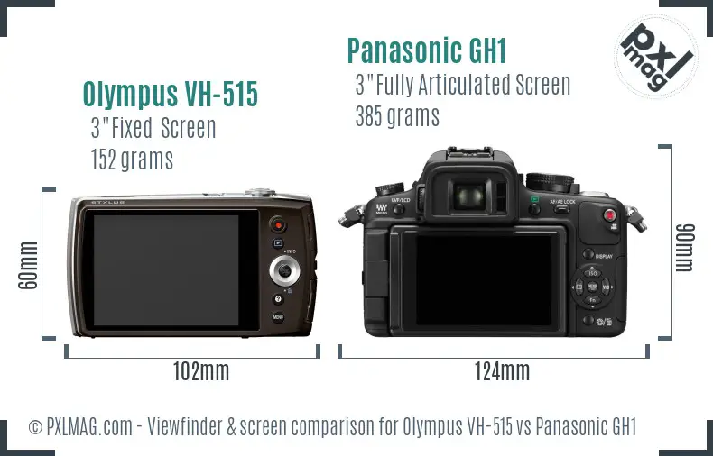 Olympus VH-515 vs Panasonic GH1 Screen and Viewfinder comparison Olympus VH-515 vs Panasonic GH1 Screen and Viewfinder comparison