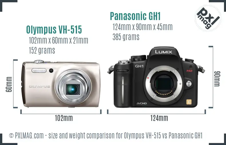 Olympus VH-515 vs Panasonic GH1 size comparison Olympus VH-515 vs Panasonic GH1 size comparison