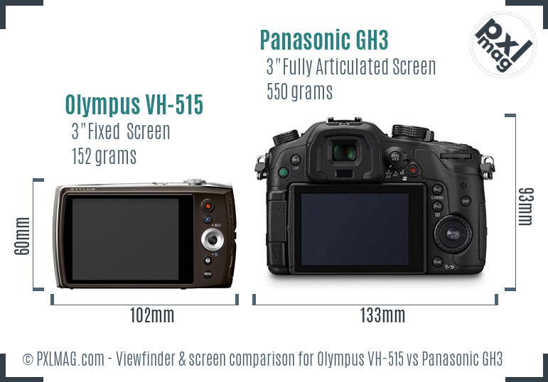 Olympus VH-515 vs Panasonic GH3 Screen and Viewfinder comparison
