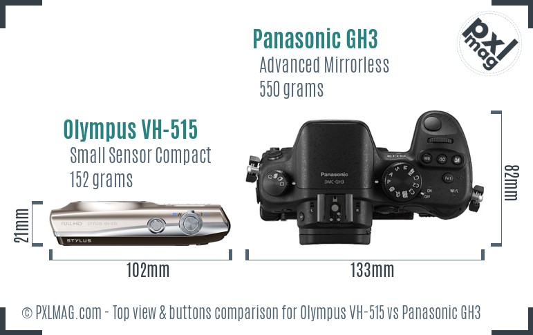 Olympus VH-515 vs Panasonic GH3 top view buttons comparison