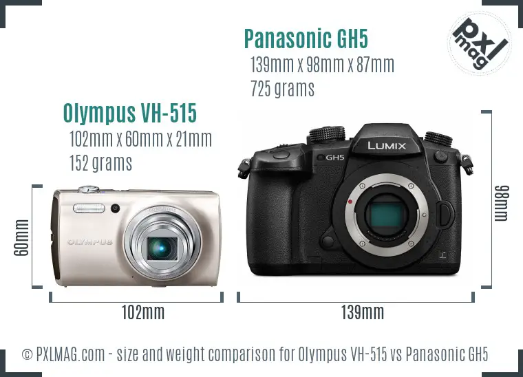 Olympus VH-515 vs Panasonic GH5 size comparison