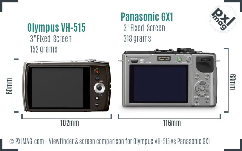 Olympus VH-515 vs Panasonic GX1 Screen and Viewfinder comparison Olympus VH-515 vs Panasonic GX1 Screen and Viewfinder comparison