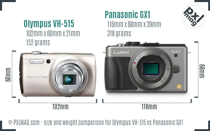 Olympus VH-515 vs Panasonic GX1 size comparison Olympus VH-515 vs Panasonic GX1 size comparison