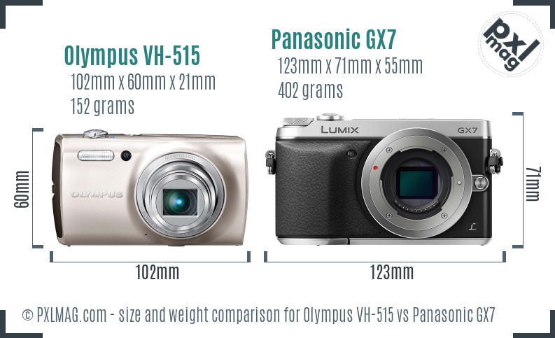 Olympus VH-515 vs Panasonic GX7 size comparison Olympus VH-515 vs Panasonic GX7 size comparison