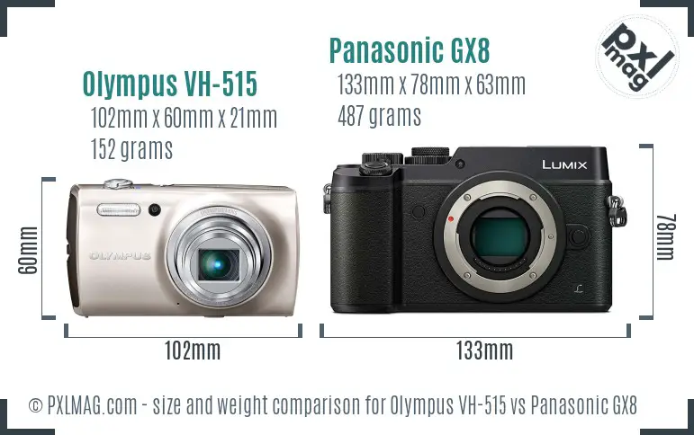 Olympus VH-515 vs Panasonic GX8 size comparison
