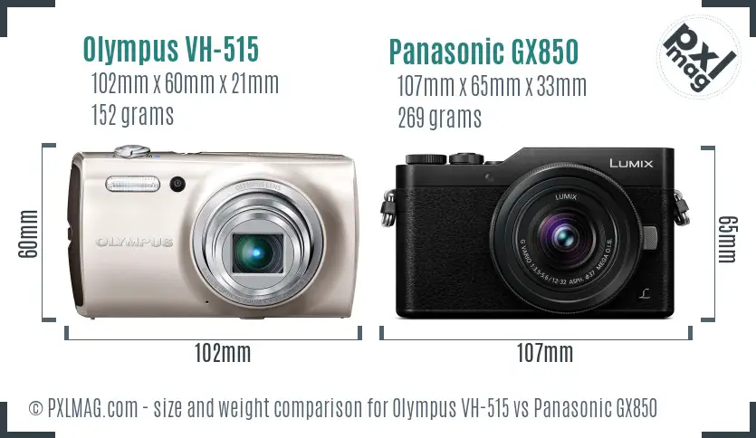 Olympus VH-515 vs Panasonic GX850 size comparison