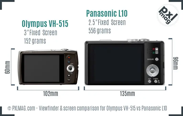 Olympus VH-515 vs Panasonic L10 Screen and Viewfinder comparison