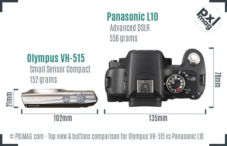 Olympus VH-515 vs Panasonic L10 top view buttons comparison