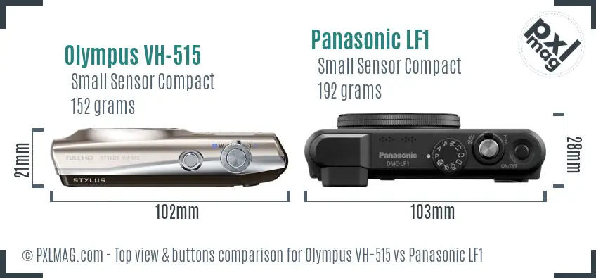 Olympus VH-515 vs Panasonic LF1 top view buttons comparison