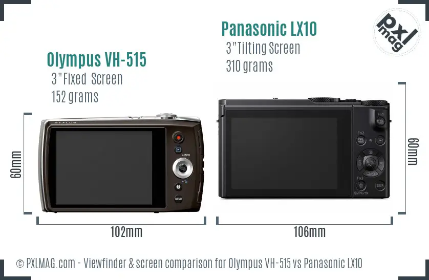 Olympus VH-515 vs Panasonic LX10 Screen and Viewfinder comparison Olympus VH-515 vs Panasonic LX10 Screen and Viewfinder comparison