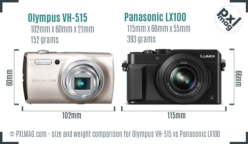 Olympus VH-515 vs Panasonic LX100 size comparison