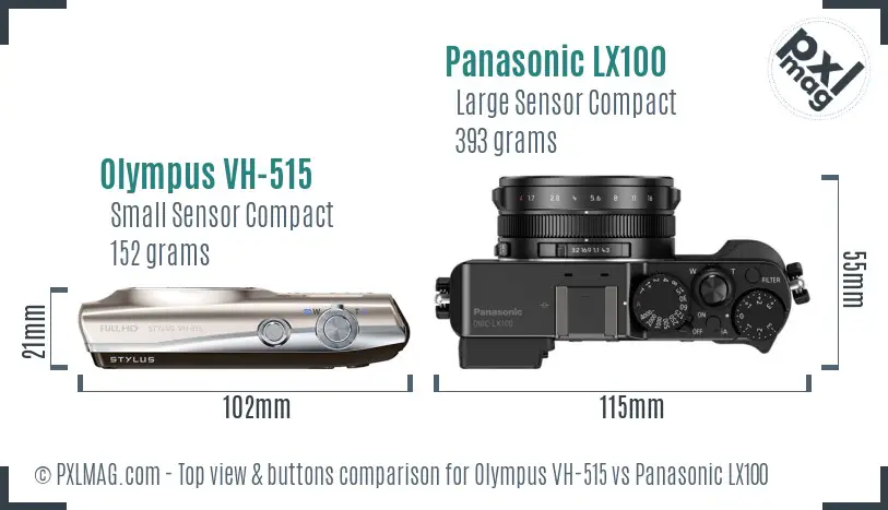 Olympus VH-515 vs Panasonic LX100 top view buttons comparison