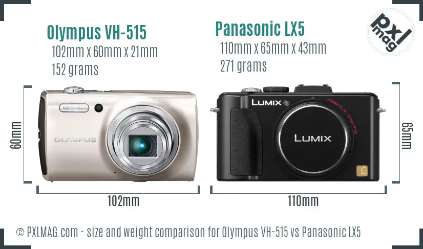 Olympus VH-515 vs Panasonic LX5 size comparison