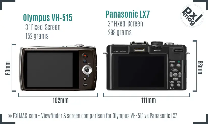 Olympus VH-515 vs Panasonic LX7 Screen and Viewfinder comparison